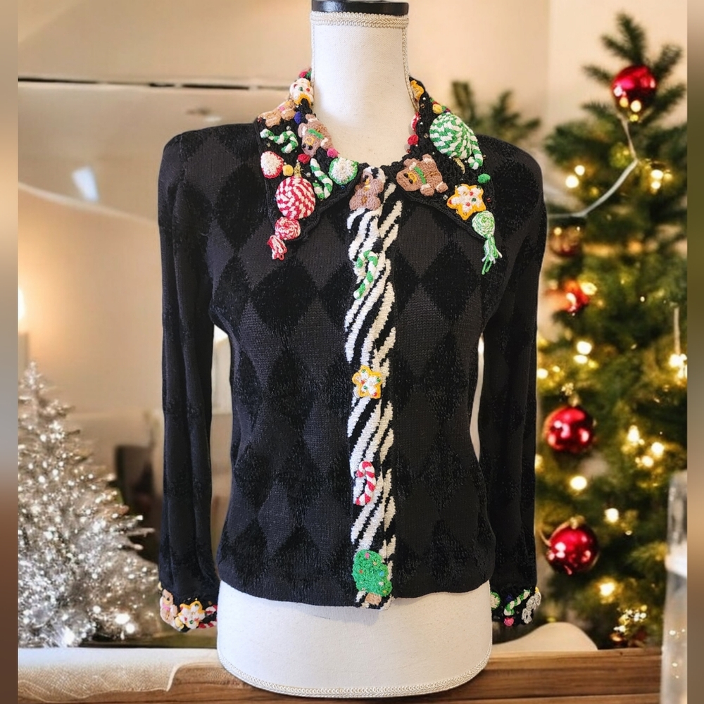 Vintage 90s Berek Sweater Cardigan Christmas Womens Size Small